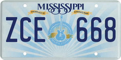 MS license plate ZCE668