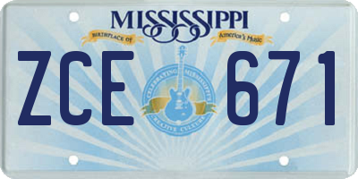 MS license plate ZCE671