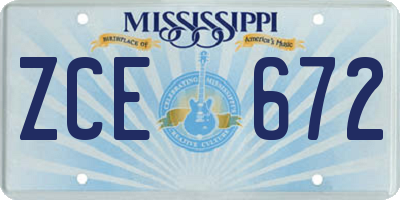 MS license plate ZCE672