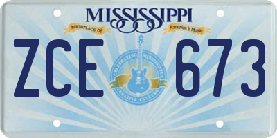 MS license plate ZCE673