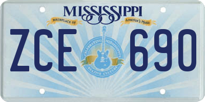 MS license plate ZCE690