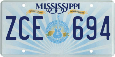 MS license plate ZCE694