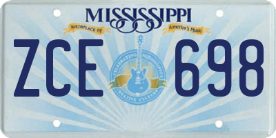 MS license plate ZCE698