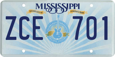 MS license plate ZCE701