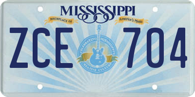 MS license plate ZCE704