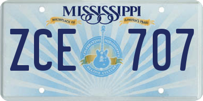 MS license plate ZCE707
