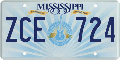 MS license plate ZCE724