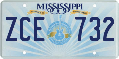 MS license plate ZCE732