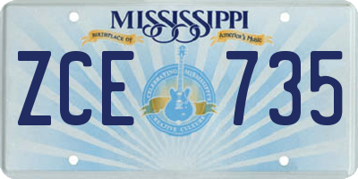 MS license plate ZCE735