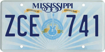 MS license plate ZCE741