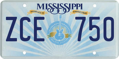 MS license plate ZCE750