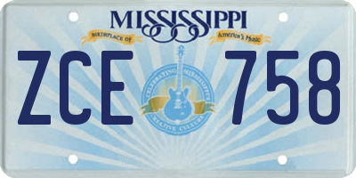 MS license plate ZCE758