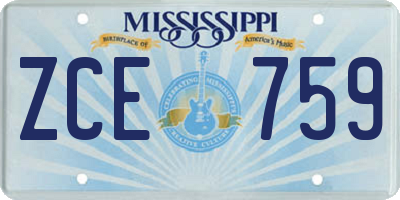 MS license plate ZCE759