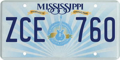 MS license plate ZCE760