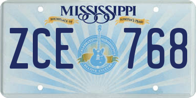 MS license plate ZCE768