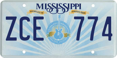 MS license plate ZCE774