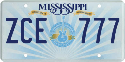MS license plate ZCE777