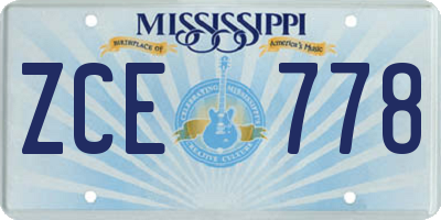 MS license plate ZCE778