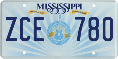 MS license plate ZCE780