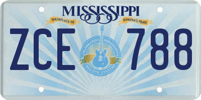 MS license plate ZCE788