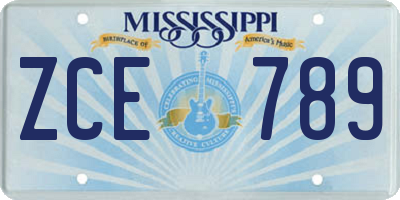 MS license plate ZCE789