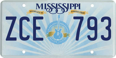 MS license plate ZCE793