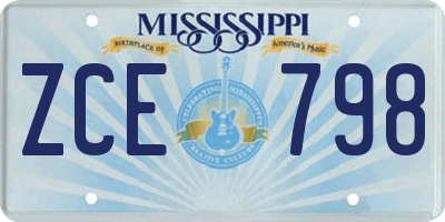 MS license plate ZCE798