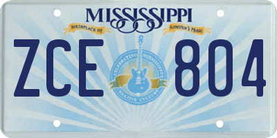 MS license plate ZCE804