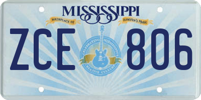 MS license plate ZCE806