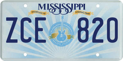 MS license plate ZCE820