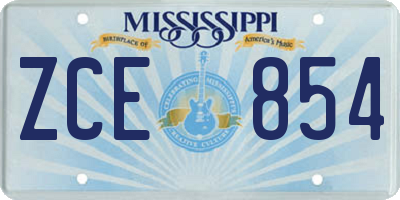 MS license plate ZCE854