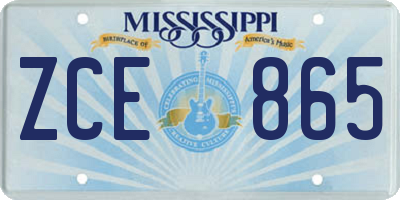 MS license plate ZCE865