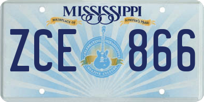 MS license plate ZCE866