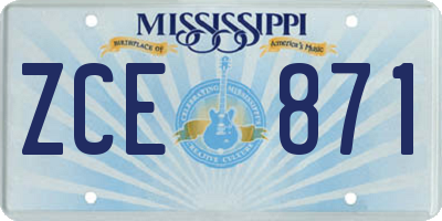 MS license plate ZCE871