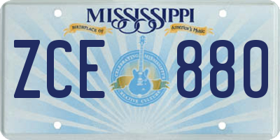 MS license plate ZCE880
