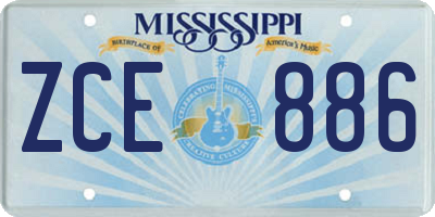 MS license plate ZCE886