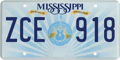 MS license plate ZCE918