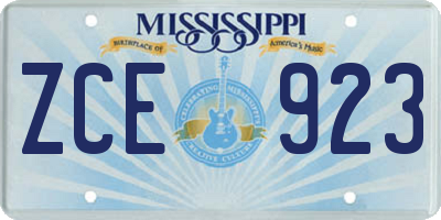 MS license plate ZCE923