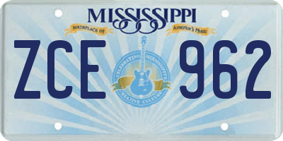 MS license plate ZCE962