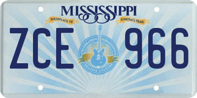 MS license plate ZCE966