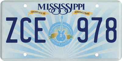 MS license plate ZCE978