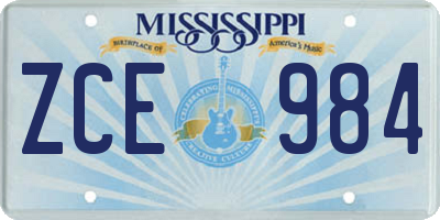 MS license plate ZCE984