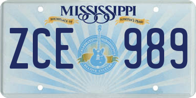 MS license plate ZCE989
