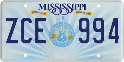 MS license plate ZCE994