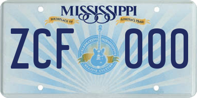 MS license plate ZCF000