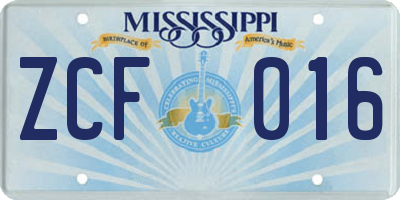 MS license plate ZCF016