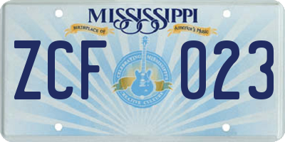MS license plate ZCF023