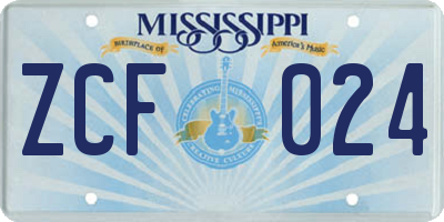 MS license plate ZCF024