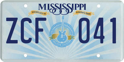 MS license plate ZCF041