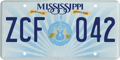 MS license plate ZCF042